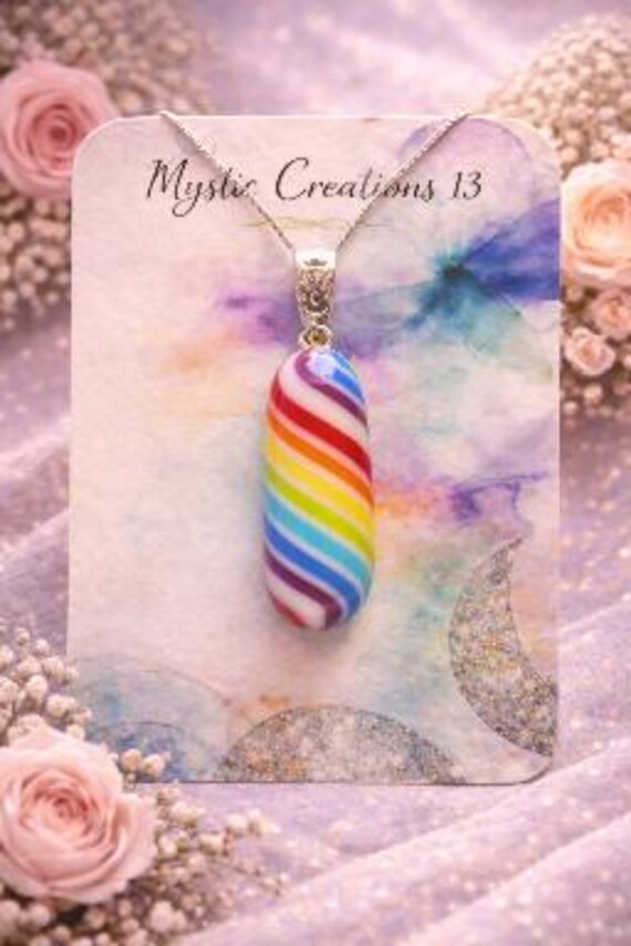 Hand Crafted Fused Glass Rainbow Pendant