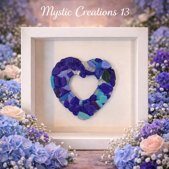 Floating Fused Glass Heart Framed Elegantly