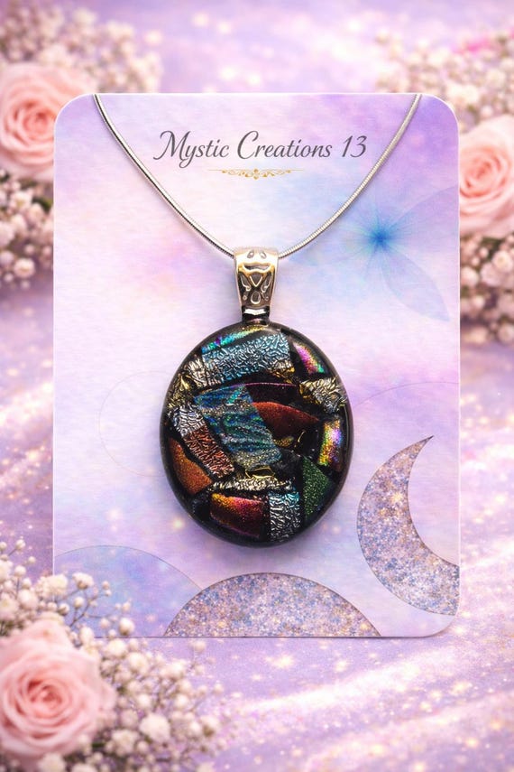 Hand Crafted Dichroic Fused Multi Color Glass Pendant