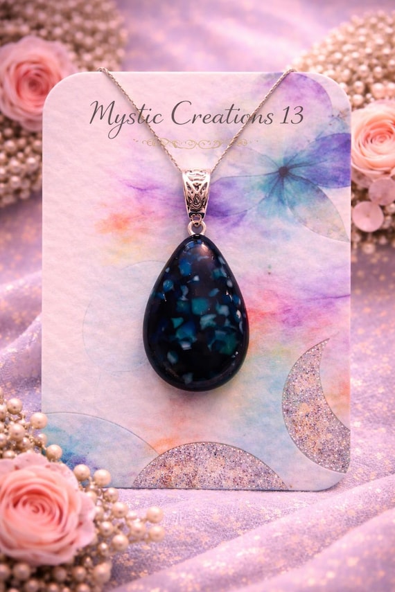 Hand Crafted Fused Glass Tear Drop Pendant