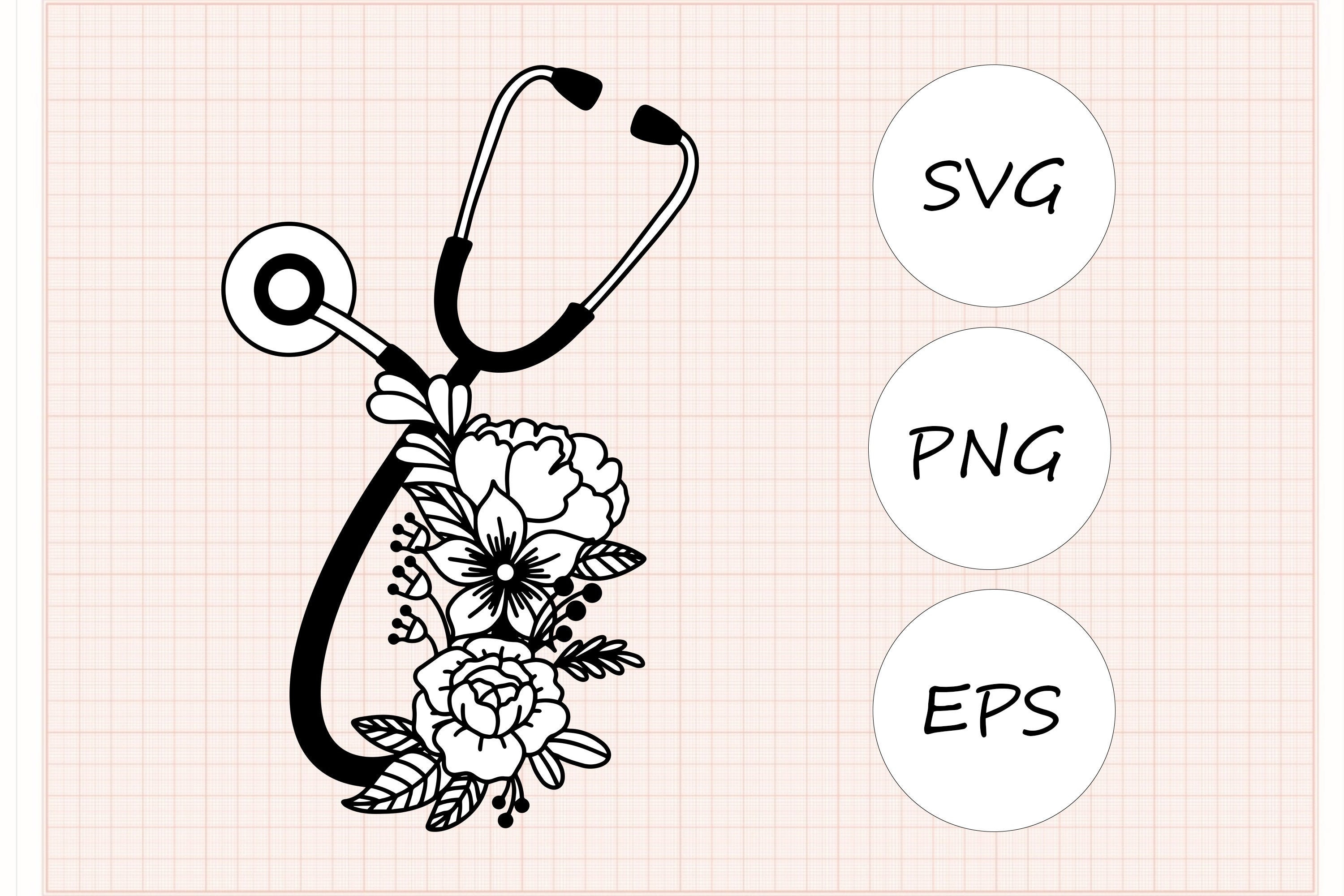 Stethoscope Floral SVG File Stethoscope SVG Doctor SVG Etsy