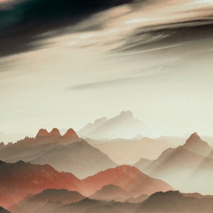 Abstract Shadowed Mountains Landscape Print