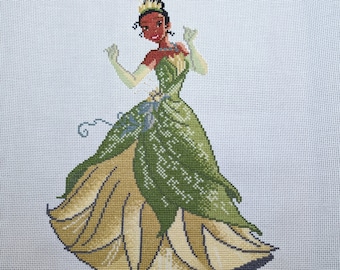 Disney's Tiana finished unframed cross stitch wall hanging