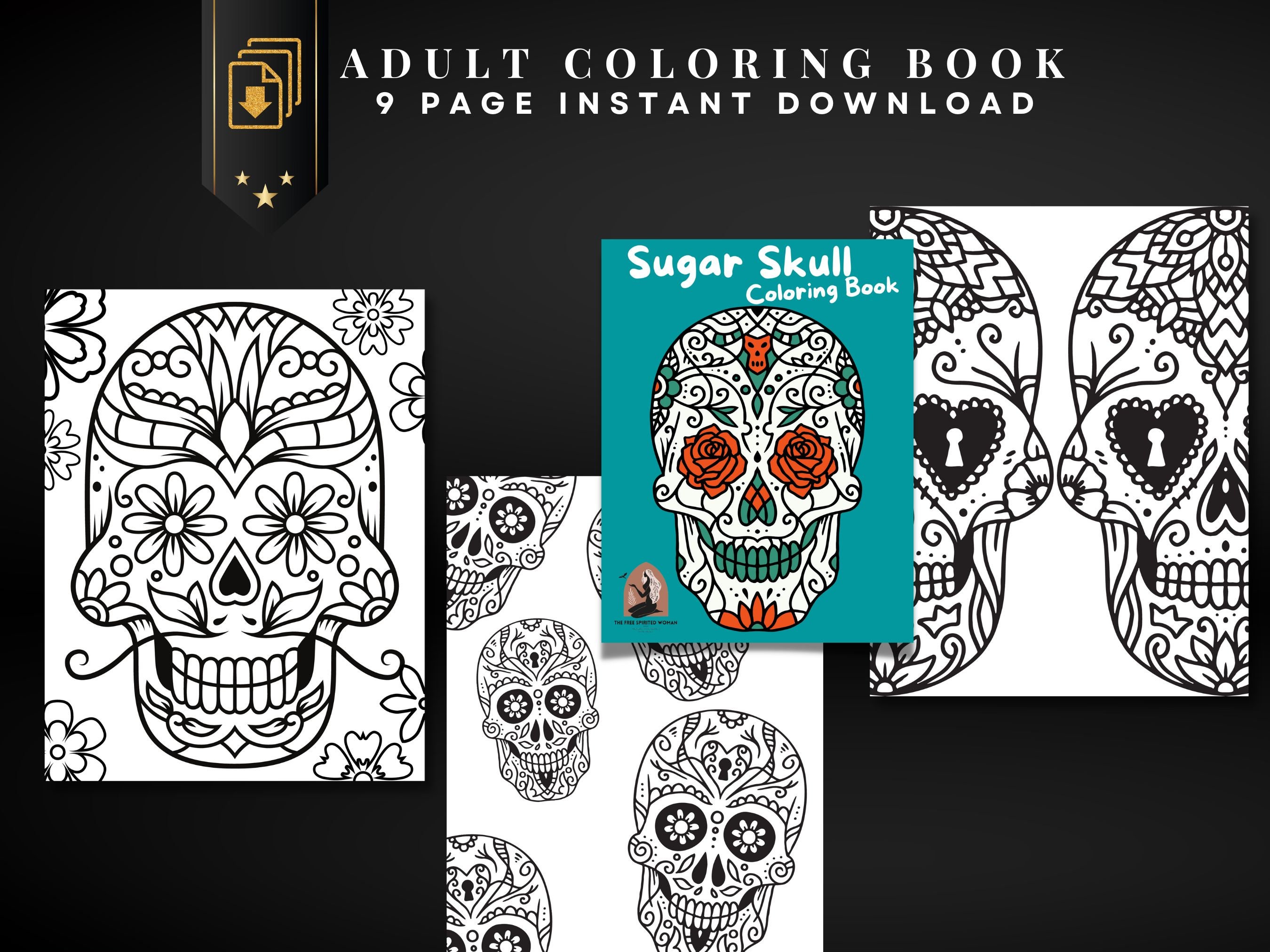 37 Sugar Skulls Coloring Book for Adults: Black Background, Sugar Skulls  Coloring Books for Women