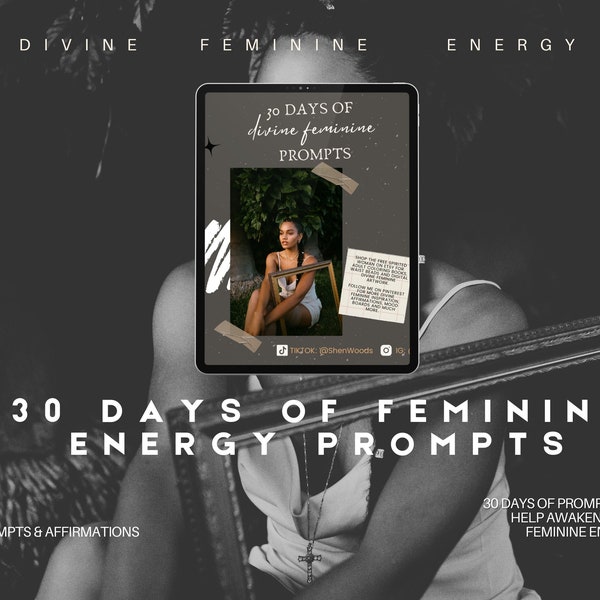 Divine Feminine Prompts, Journal, ebook digital download, Self care