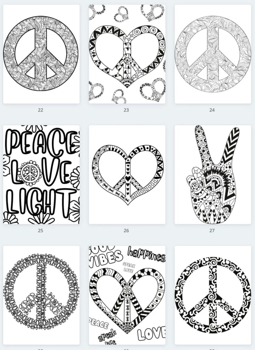 40 Pages of Groovy Peace Signs, Punch Buggies & Weed Designs DIGITAL ...