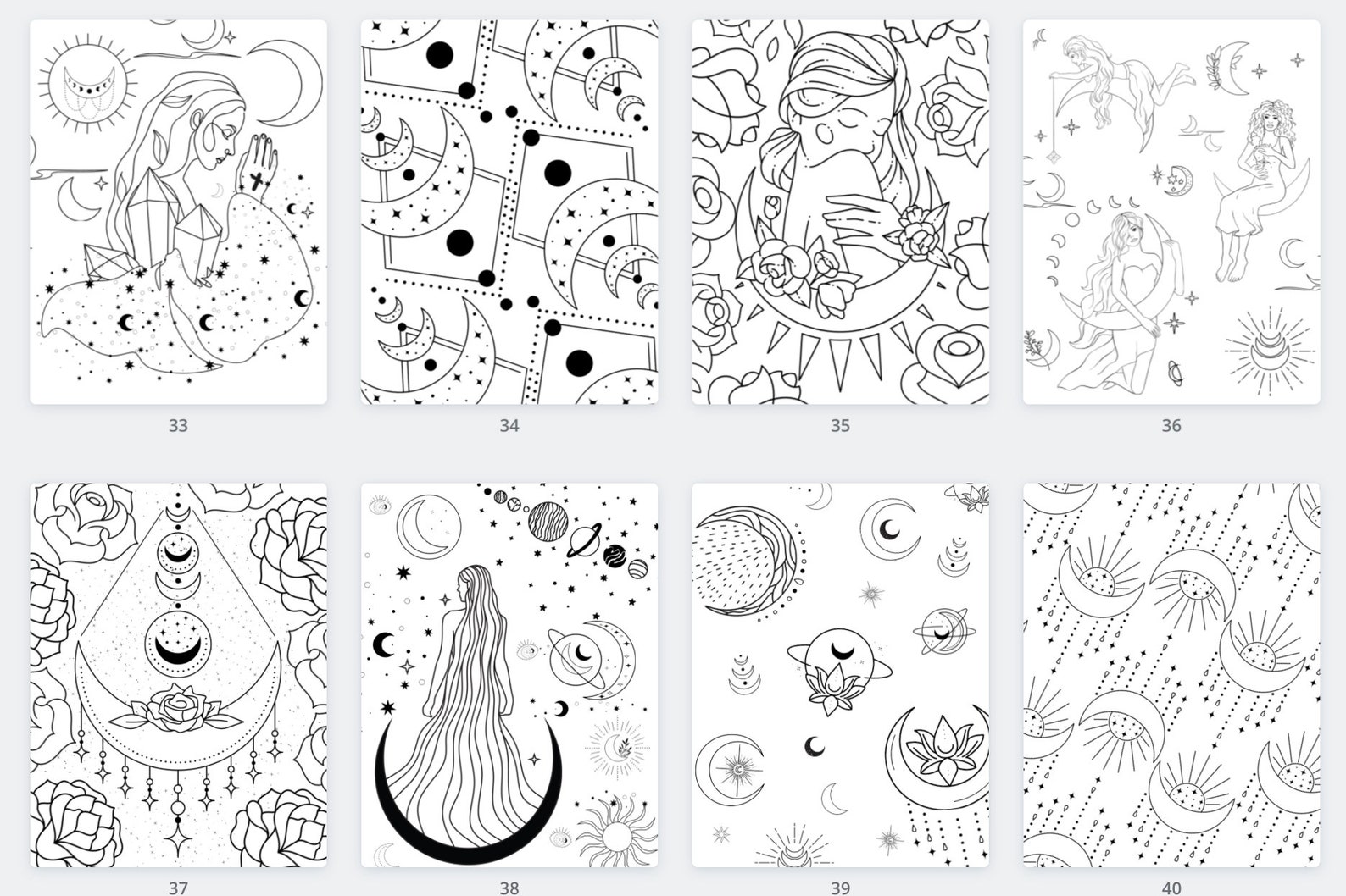 17 Page Moon Child Adult Coloring Book Printable Adult - Etsy