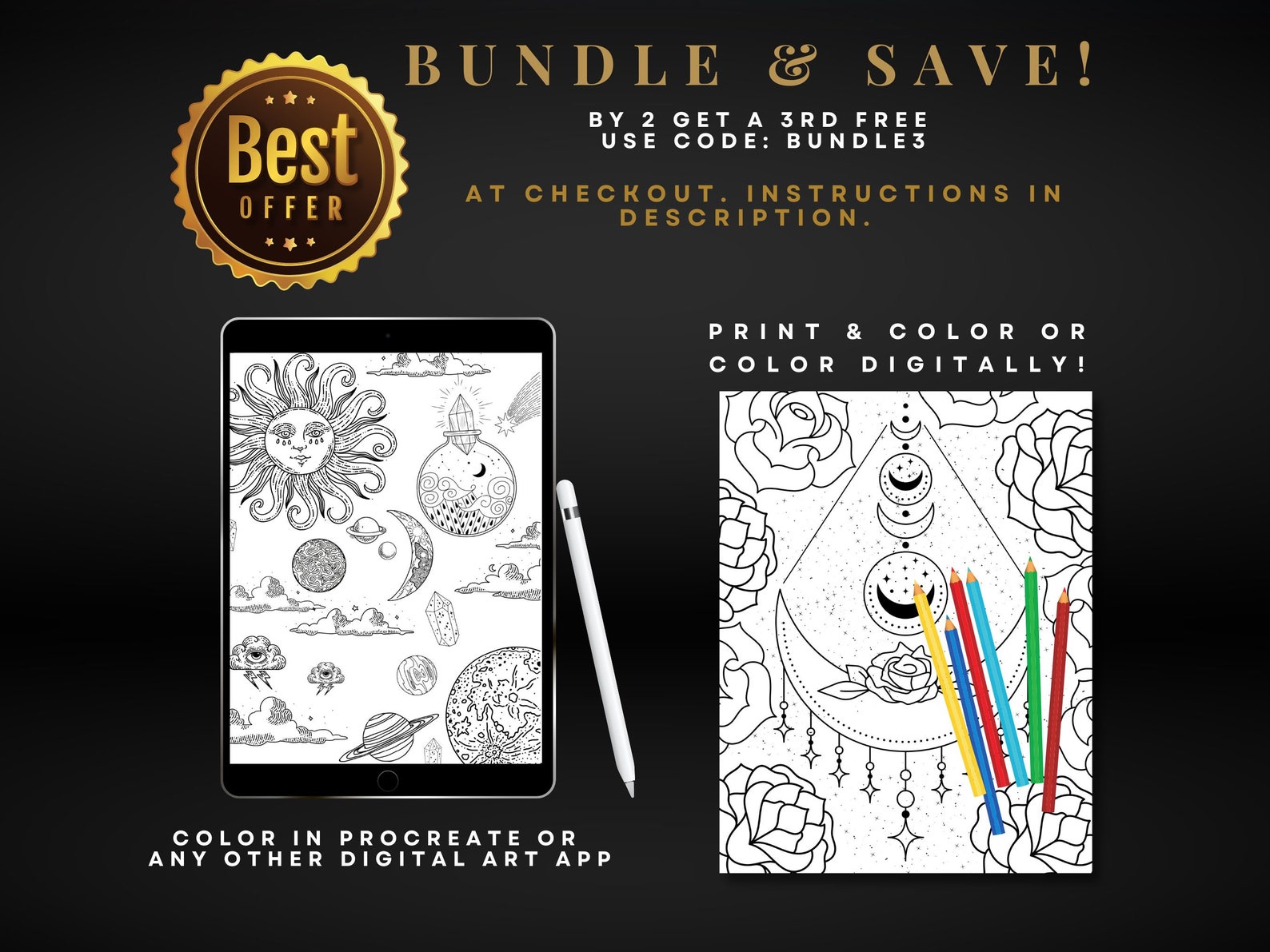 Cosmic Moon Child DIGITAL Adult Coloring Pages Adult Printable Coloring