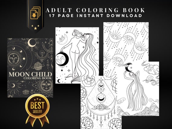 17 Page Moon Child Adult Coloring Book Printable Adult - Etsy