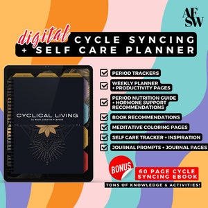 Cycle Syncing Planner - DIGITAL Planner, 402 Pages -  Weekly Planner, Self Care, Period Tracker, Nutrition, Journaling & more!