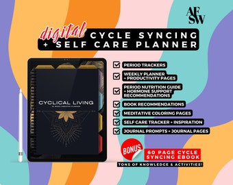 Cycle Syncing Digital Planner: Weekly Self-Care, Period Tracker (402 Pages)