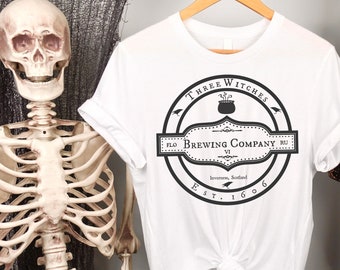 3 Witches Brewing company tshirt, funny Halloween shirt, Shakespeare tshirt, Halloween Tshirt, Witches from Macbeth, Shakespeare lover gift,