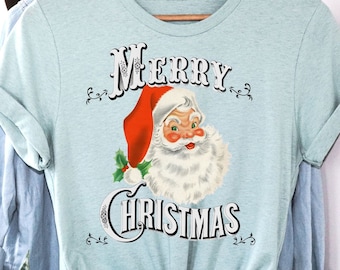 Retro Santa Tee, Santa Tee, Vintage Graphic Tee, Old Fashioned Santa, Merry Christmas Shirt, Vintage Santa Graphic Tee, Classic Christmas
