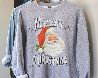 Sudadera retro de Papá Noel, suéter de Papá Noel, gráfico vintage, Papá Noel antiguo, camisa de Feliz Navidad, gráfico de Papá Noel vintage, Navidad clásica