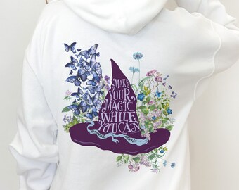 Bluza Memento Mori, bluza z kapturem Wildflower Witch Dark Cottagecore, bluza Witchcore, bluza Witchy Flower, estetyczna bluza Wildflower
