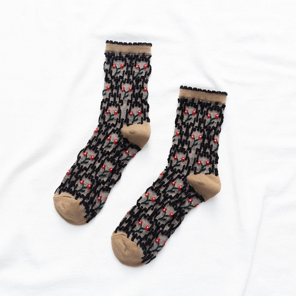 Floral Socks Vintage Socks Ladies Socks Women Socks Gift - Etsy UK
