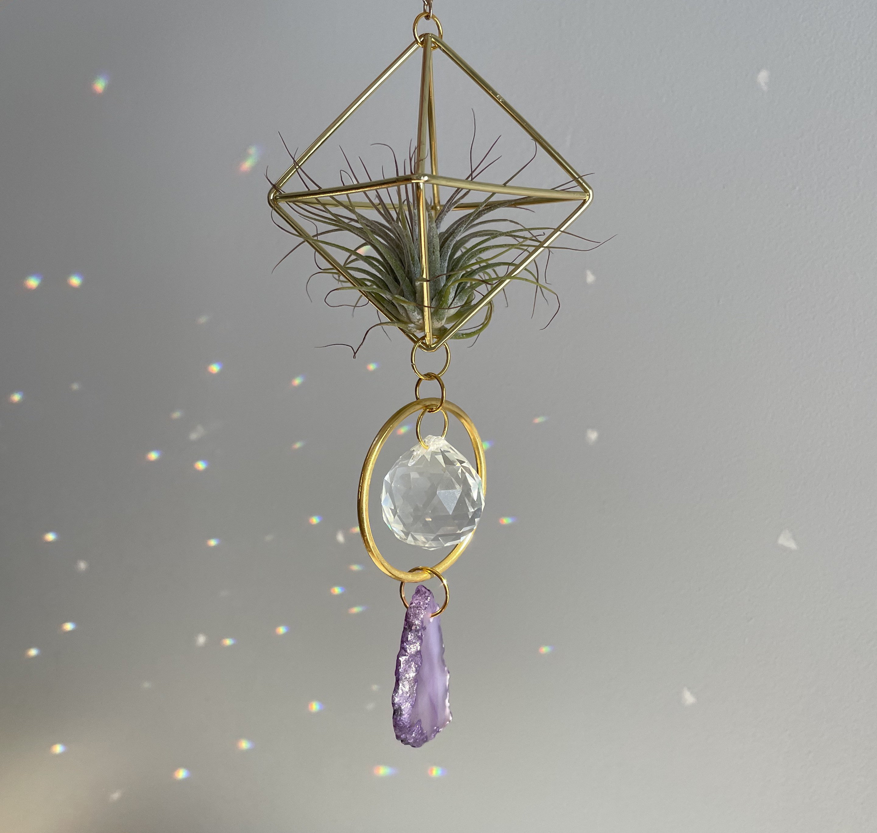 The Megan Purple Agate Sun Catcher Prism With Air Plant