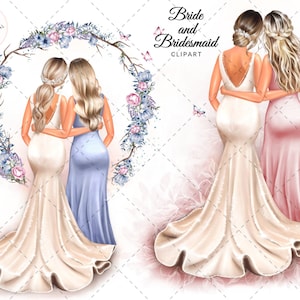 Bridesmaid Proposal Gift Fashion Illustration Clipart DIY, Free Commercial Use