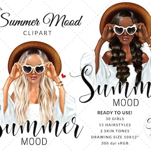 Illustrazione di moda estiva, ragazza clipart, uso commerciale gratuito
