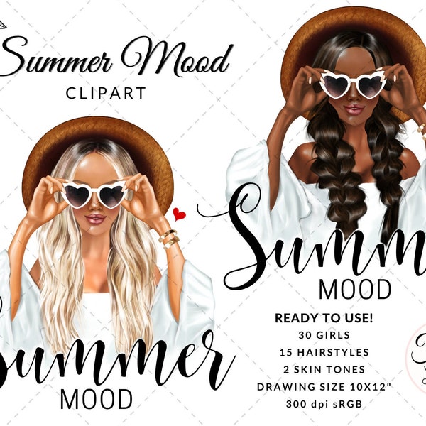 Summer Mood Fashion Illustration Girl Clipart, Free Commercial Use