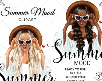 Summer Mood Fashion Illustration Girl Clipart, Free Commercial Use
