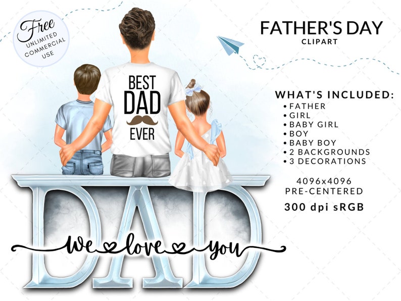 Fathers Day Clipart DIY, Free Commercial Use image 1