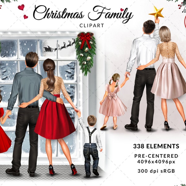 Christmas Family Fashion Illustration Gift DIY Clipart, Free Commercial Use