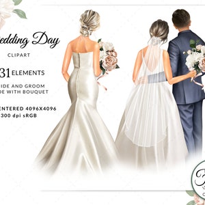 Married Couple Wedding Day Bride and Groom DIY Clipart, Free Commercial Use