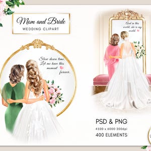 Braut und Mama Hochzeitstag Hochzeitskleid Brautgeschenk Mutter der Braut personalisiertes Geschenk benutzerdefinierte Clipart DIY