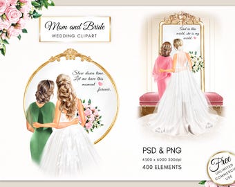 Bride and Mom Wedding Clipart: DIY Fashion Illustration (Digital Download)