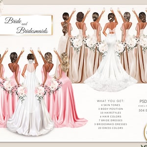 Braut und Brautjungfern Hochzeitstag Party Hochzeitskleid Brautjungfer Braut Geschenk Braut personalisiertes Geschenk Benutzerdefinierte Clipart DIY