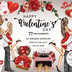 Happy Valentines Day Love Couple Clipart DIY, utilisation commerciale gratuite