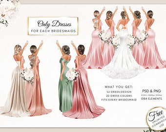 Bridesmaid Dress Clipart: DIY Wedding Party Fashion (Digital Download)