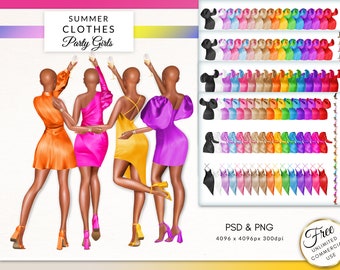 Summer Dresses Addon for Party Girls Clipart, Fashion Illustration DIY Clipart