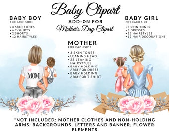 Baby Addon for Mothers Day Clipart DIY, Free Commercial Use