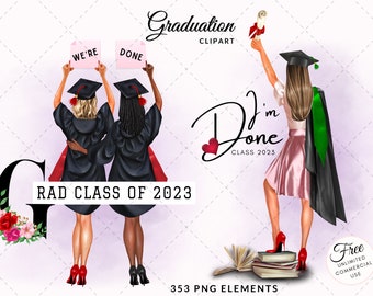 Graduation Girls Classmates Students Grad Class 2022 DIY Clipart, Free Commercial Use
