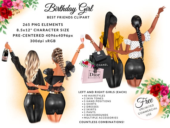Birthday Girl Best Friends Clipart Fashion DIY - Etsy