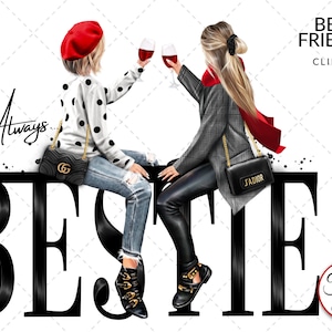 Melhores amigos em texto Moda Ilustração Clipart DIY, Uso Comercial Gratuito
