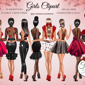 Illustration de mode fille meilleure amie Clipart bricolage, usage commercial gratuit