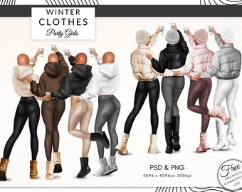 Winter  Clothes Addon for Party Girls Clipart, Fashion Illustration DIY Clipart