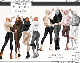 Winter  Clothes Addon for Party Girls Clipart, Fashion Illustration DIY Clipart