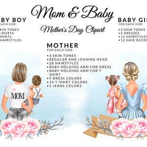 Mom and Baby Mothers Day Clipart DIY, Free Commercial Use