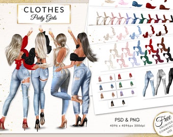 Clothes Addon for Party Girls Clipart, Fashion Illustration DIY Clipart