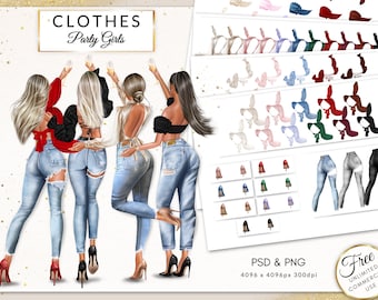 Clothes Addon for Party Girls Clipart, Fashion Illustration DIY Clipart