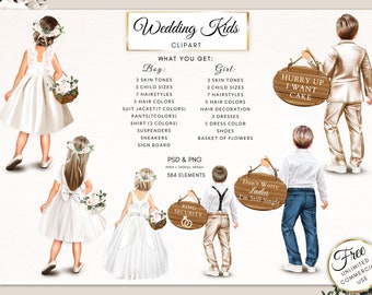 Matrimonio bambini Flower Girl Sign Carrier Fashion Illustration DIT Clipart Uso commerciale gratuito