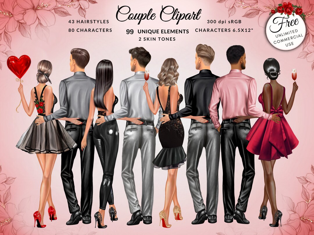 Fashion Illustration Valentines Love Couple Clipart, DIY, Free ...