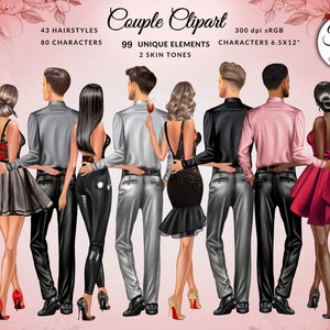 Ilustración de moda para San Valentín, pareja enamorada, imágenes prediseñadas, bricolaje, uso comercial gratuito