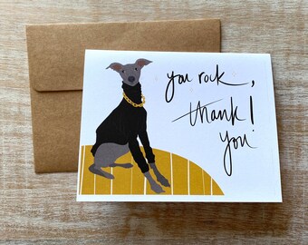 The Rock Thank You Card, Italian Greyhound Turtleneck, Dog Thank You Card, Animal Thank You Card, Funny Thank You Note, Cute Greeting Cards