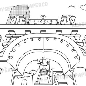 Los Angeles Printable Coloring Pages Illustrations PDF - Digital ...