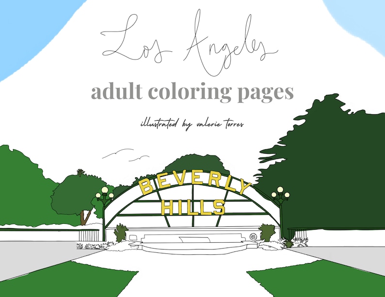 Los Angeles Printable Coloring Pages Illustrations PDF - Etsy.de